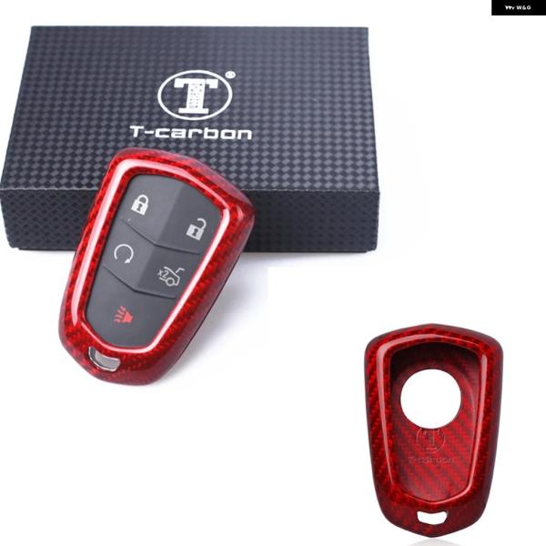 並行輸入品 キャデラック CTS ATS V スマートキーカバー ケース レッド カーボン調 車
