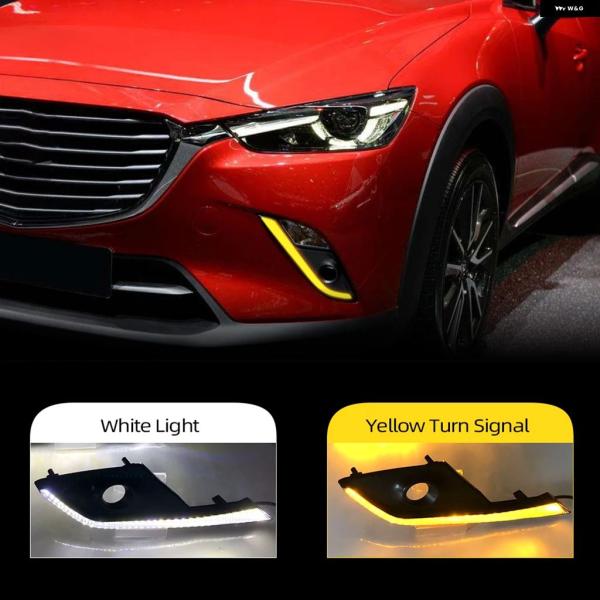 並行輸入品 マツダ CX-3 2015 - 18 2019 20 カー DRL LED デイタイム ターン シグナル フロント バンパー フォグ ランプ アセン