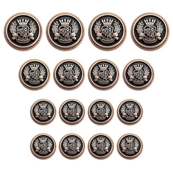 ブレザー ボタン 16個セット 直径15mm/20mm/25mm メタルボタン 交換 補修 学生服/スーツ/コートなど