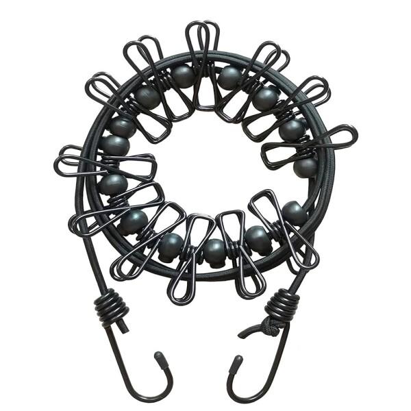 物干しロープ 洗濯ロープ 旅行 12個クリップ付き キャンプ用洗濯干し 防風 弾力 伸縮 携帯便利 旅行 キャンプ 室内 屋外 梅雨 部屋干し（ブラック）商品コード：55073604344型番：LYS-002カラー：【ブラック】洗濯ロープ【...