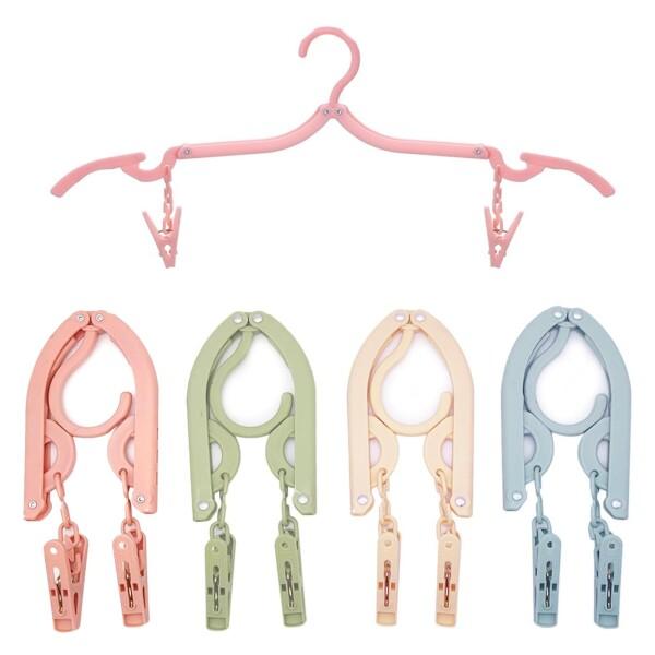 折りたたみハンガー 旅行 4色 4本セット ピンチ付き 携帯ハンガー 折り畳み式 携帯用 洗濯 物干し 便利 軽量 多機能 省スペース 北欧カラー かわいい 旅行 出張 商務 アウトドアなど ピンチ 旅行グッズ 便利 軽量ハンガー 洗濯ばさ...