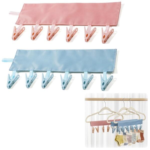 YANHUILAY ハンガーピンチピンチハンガー 旅行 ハンガー洗濯ばさみ 折りたたみ コンパクト 省スペース 旅行出張 トラベル用品 (青＆ピンク)商品コード：55074536417型番：YH-shaiyijia-lan+fenサイズ：3...
