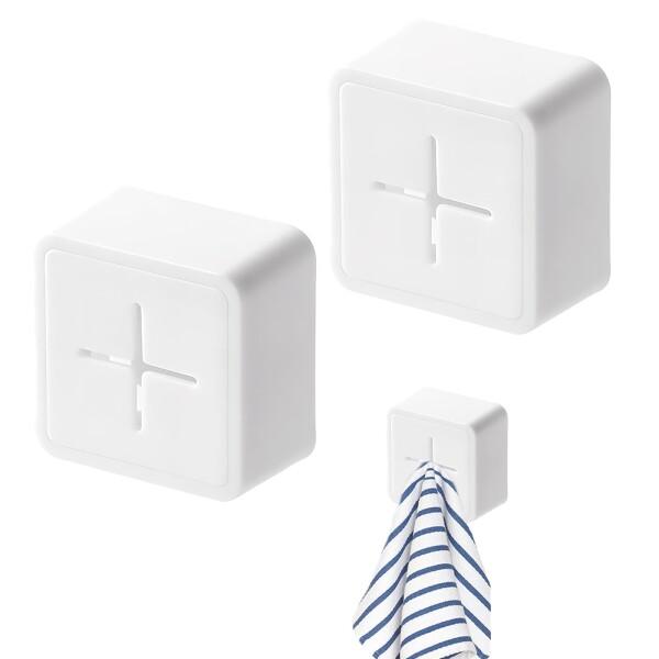 KDSSYFT タオルホルダー 2個セット 粘着式 フィルムフック 壁掛け タオルハンガー 取り付け簡単 台所 洗面所 布巾ハンガー タオル収納用 (ホワイト)商品コード：55074737296型番：EW0011サイズ：4.7*4.7*2....