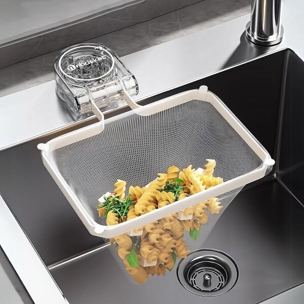 VERCCO 三角コーナー 水切りネットホルダー 強力吸盤 サンカクコーナー 水切りネット シンク 折り畳み 三角コーナーいらず ゴミ受け キッチン 生ゴミ処理 水切りネット 50枚付き (透明)商品コード：55075423096型番：SS...