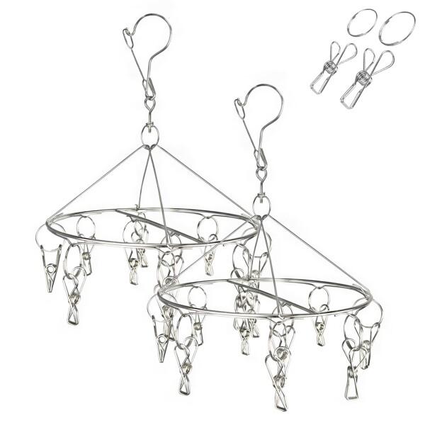 DUOFIRE ピンチハンガー 物干しハンガー 10ピンチ(2本) ステンレスハンガー 洗濯用品 ランドリーグッズ からみにくい 防風フック 頑丈 収納便利（丸型）商品コード：55076262755型番：JP-YX-10J-2PCSサイズ：...