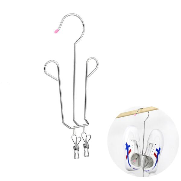 吊り干し シューズハンガー ステンレス製 靴ハンガー 吊り干し靴干しハンガー 靴乾燥ラック シューズ水切り靴乾燥ハンガー 連結できる インソール クリップ付 空間節約 防風 滑り止め (14.5*3*26)商品コード：55076262763...