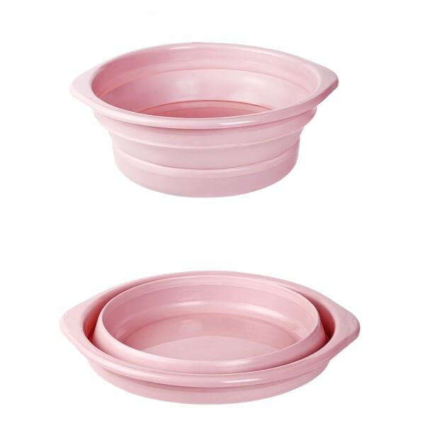 Lynlyulinger 折りたたみ 洗い桶 コンパクト 洗面器 たらい 折り畳みバケツ 手洗い器 大容量 プラスチック ピュアカラー 吊り下げ収納可能 省スペース 洗濯 掃除 足浴 風呂用 旅行 アウトドア 多用途 (ピンク-S)商品コー...