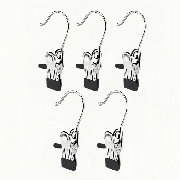 5個セット 家庭用 ノンマーキング ステンレス製 マルチフック 収納ツール シングルクリップ クローゼットハンガー 洗濯バサミ ピンチ (ブラック)商品コード：55077265787カラー：ブラック【多機能】スカートやズボン、小物まで一つの...