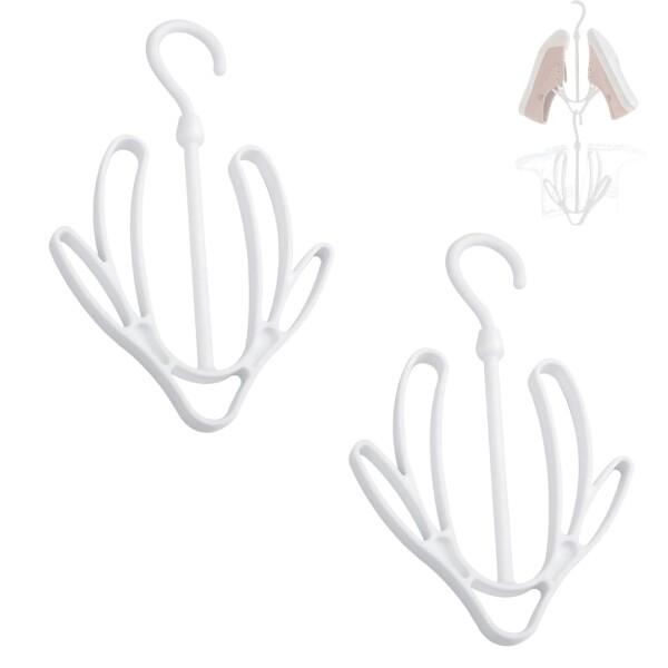 シューズハンガー 靴紐干し 洗った靴が乾きやすい 連結可能 日本製 (2個)商品コード：55077761372型番：1617サイズ：2個カラー：ホワイト水切れの良い角度で靴を干すことができ、靴だけではなくサンダルやお子様の長靴も干せます。連...