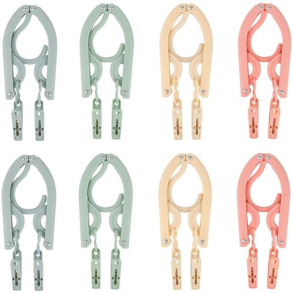 FINGOOO 折り畳みハンガー 折りたたみ 旅行用 8個セット・4色・16ピンチ付き 携帯用 トラベルハンガー 洗濯物干し 収納便利 軽量 多機能 省スペース (8pcs)商品コード：55078069261型番：DX471サイズ：小カラー...