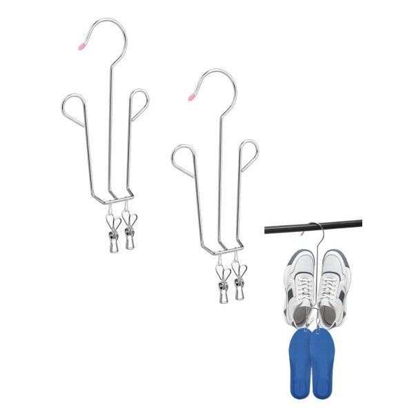 LYHMHAMY シューズハンガー 靴 ハンガー 2本 セット ステンレス製 クリップ付き 空間節約 防風 吊り干し 縦に連結できる商品コード：55078069267型番：LYHMHAMY-T188サイズ：小カラー：シルバー【セット内容】1...