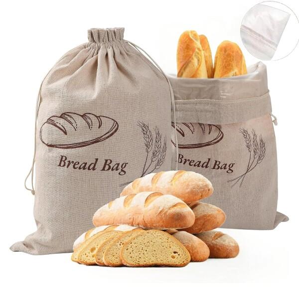 Wdmxszdq ブレッドバッグ、15 * 12inchリネンサワードウブレッドバッグ（2パック）、新鮮さを保つための内側の裏地、漂白剤フリーと再利用可能な商品コード：55078153581型番：Sacs-?-Painサイズ：12 inch...