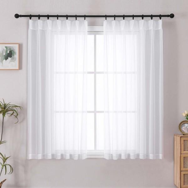 Aiyufeng ホワイト レースカーテン 2枚組 幅100×丈138cm 春夏 小窓 外