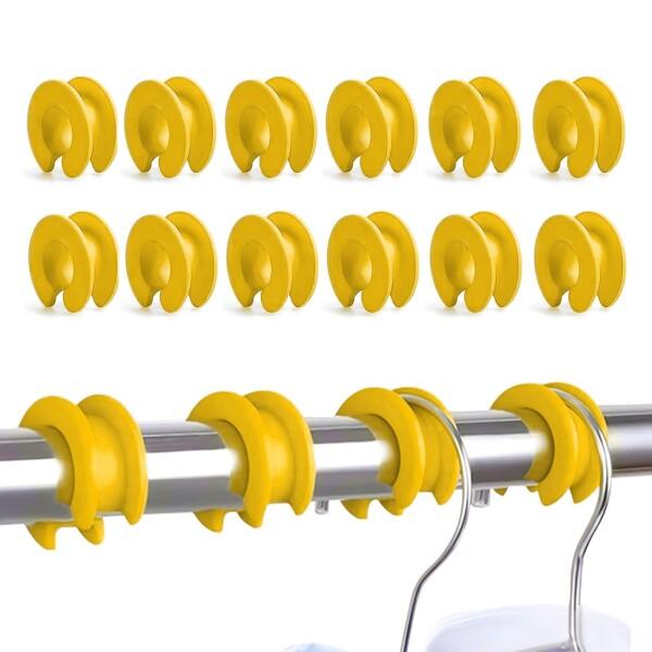happykau ハンガーストッパー 12個入り 洗濯物 風で飛ばされ防止グッズ シリコン製 洗濯竿 ストッパー ハンガーキャッチ 物干し竿ストッパー 物干し 防風フック 洗濯物 強風対策 滑り止め 落下防止 (イエロー12本パック)商品コ...