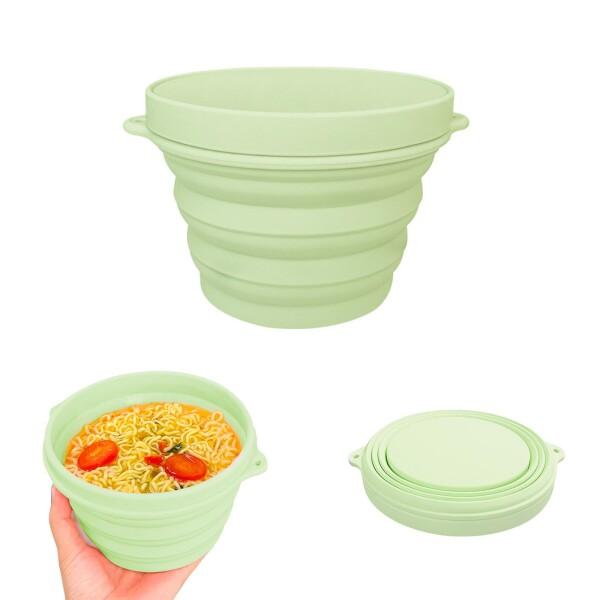 happykau 折り畳み ボウル 食品級シリコン 500ml 蓋付き マイクロ波加熱 多機能 旅行 キャンプ用 通