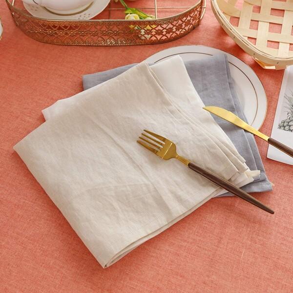 Amazhiyu テーブル ナプキンセット ナフキンセット ワイントーション テーブルナプキン 100％麻製 4 個セット |パーティー、自宅、カフェ、レストラン、ホテルに最適 - 洗濯機で洗えます 麻色商品コード：55079346065型...