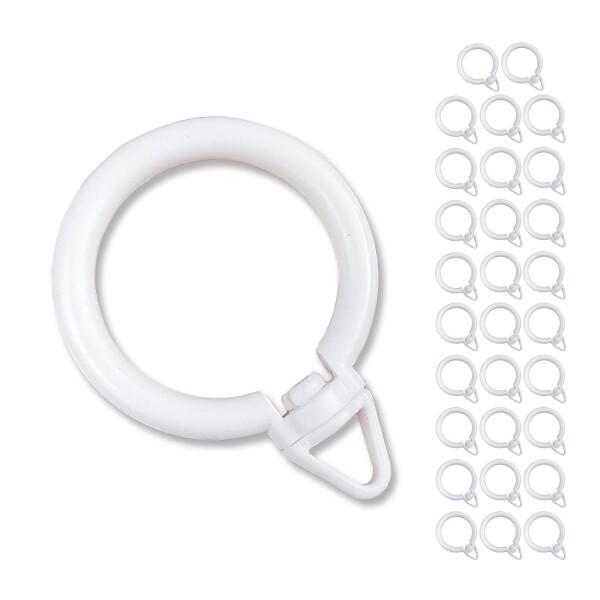 Anboli スライドリング カーテンリング フック ホワイト 伸縮ポール用、内径約33mm、つっぱりスティックグ用カーテンリン 360°リターン転できる 30個 インストールが?単 (白)商品コード：55079449501型番：COGH0...