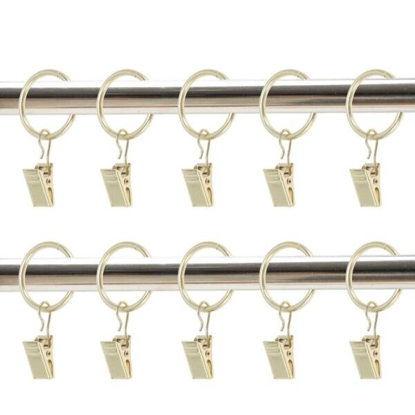 CAPASTEC カーテンリングクリップ カーテンクリップフック シャワーカーテン クリップ付き 耐久性 防錆 良質 おしゃれ 取付簡単 持ち運びにも便利 10個セット 軽量 線径3 mm 内径32mm ゴールドトーン商品コード：55079...