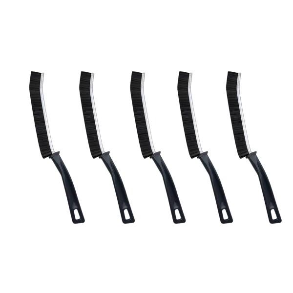 チャンネルブラシ 左官ブラシ 柄付 5個セット ブラック 230×20mm商品コード：55079451832型番：00001【狭い隙間のプロ仕様】 浴室・キッチンタイルの目地汚れ、窓サッシの溝、家電の裏側など、通常の掃除道具が届きにくい死角...