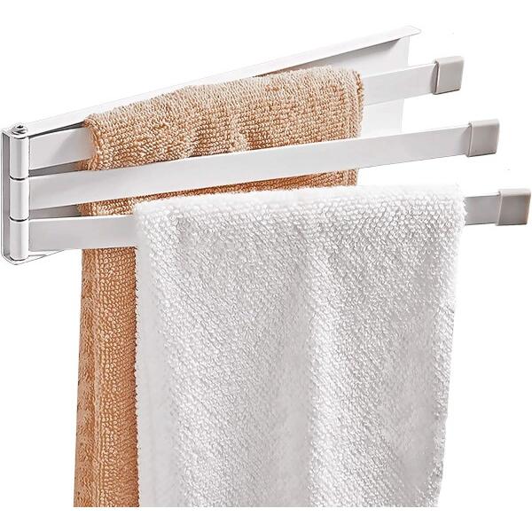 koundeneko 壁掛け 布巾ハンガー 薄型 壁面収納 ふきん干し 3連 左右兼用 可動式 タオルホルダー 落下防止 省スペース 多機能 タオルハンガー 取り付け簡単 穴あけ不要 キッチン 洗面所 浴室用 両面テープ付き商品コード：55...