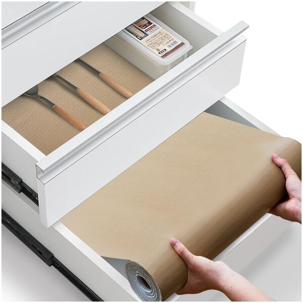 Beautyhero食器棚シート キッチン シェルフライナー 洗える 滑り止めシート 食器や調理器具のズレ防止に 引き出しシート すべり止めマット 保護シート 棚や引き出しのキズや汚れを防ぐ カット可能(ブラウン,60x600cm)商品コー...