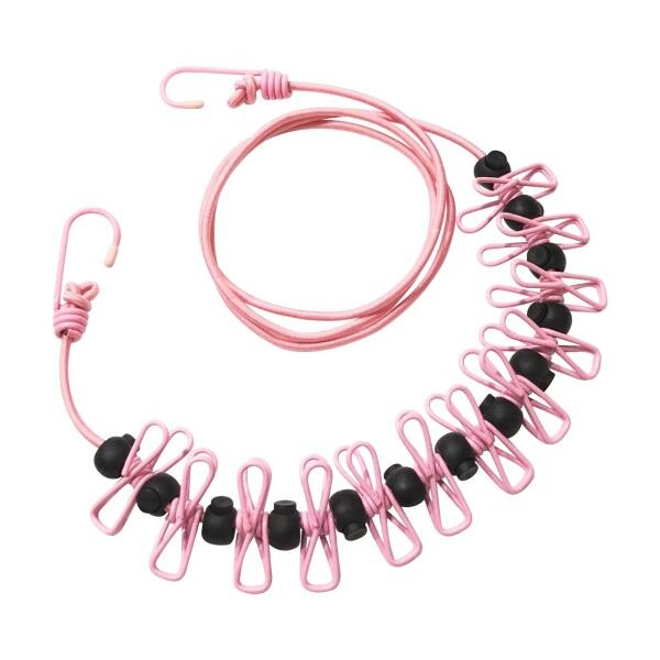 オーディオファン 洗濯ロープ 旅行用 洗濯物干し 洗濯紐 物干しロープ 大型フックとゴム製ロープで旅行の洗濯物干しに最適 玉止めストッパー 強力洗濯ハサミ 室内物干し 部屋干し 洗濯 旅行 出張 海外旅行 便利グッズ 1.6m ピンク商品コ...