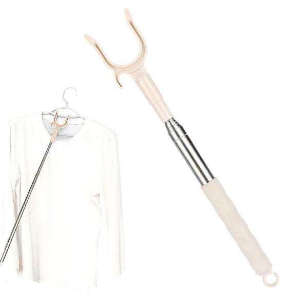 竿上げ棒 物干し竿 伸縮式 竿上げ 洗濯 竿あげ 伸縮式 コートハンガースーツハンガー 調節可能 軽量 洗濯 竿上げ 延長クローゼットフックポール上の棚 天井 家庭用商品コード：55079680858カラー：chrome【上質な素材】 伸縮...