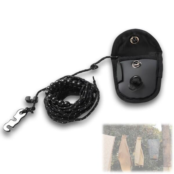 TANGRUl 物干しロープ アウトドア 3M ブラック 収納バッグ付き 洗濯ロープ 防風 反射材入り キャンプ用 ノースフェイステント対応 調整可能なカード付きロープ商品コード：55079680867型番：TANGRUl-RY055カラー...