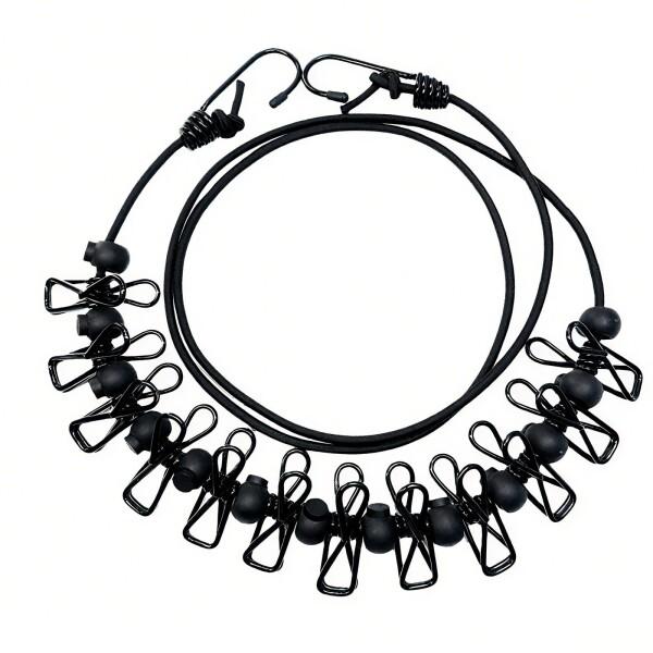 Mirhua 洗濯ロープ 弾力 防風 部屋干し 梅雨 室内物干し 洗濯物干し 12個クリップ付き 洗濯 旅行 出張 海外旅行 便利グッズ 携帯便利 物干しロープ 1.8m (ブラック)商品コード：55079680879型番：物干し竿カラー：...