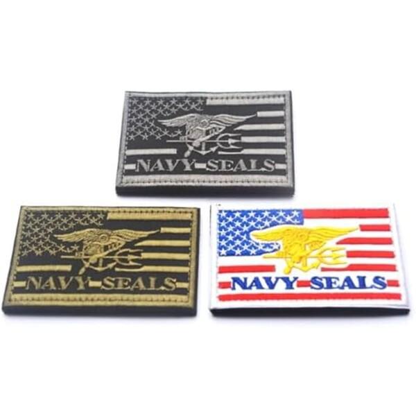 ミリタリー ワッペン 刺繍 3D パッチ ベルクロ ネイビーシールズ