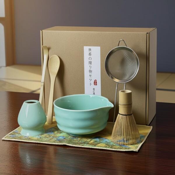 KUMORINO 抹茶セット 7点 片口抹茶碗 百本立茶筅 茶杓 茶こし 茶筅立て