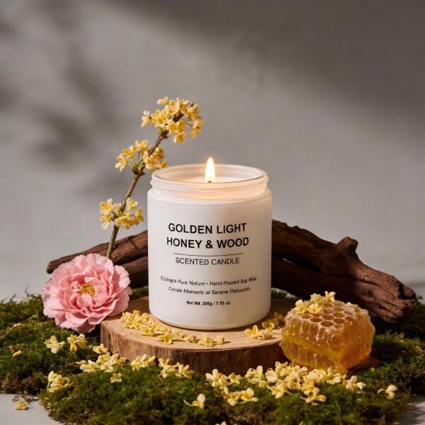 「金木犀蜜」大豆ワックス ジャーキャンドル 200g アロマキャンドル 植物由来の香り 長時間香持