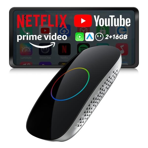 ATOTOOUTAIボックス、ワイヤレスCarplay・Android Auto対応、2GB+16GB 、動画配信アプリ視聴可能（YouTube・N