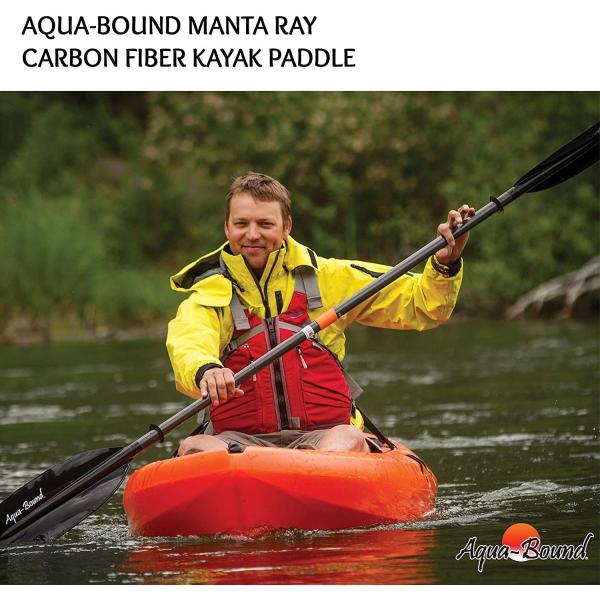 AQUA BOUND Manta Ray Carbon 2-Piece Kayak Paddle, Black CR Blade/Carbo