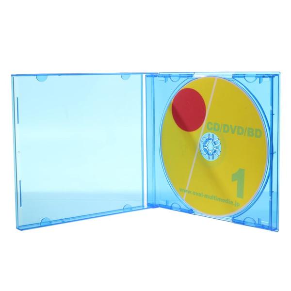 夏・お店屋さん カラーCDジュエルケース クリアブルー 100個 箱入り ブルーレイケースとしても最適 CD DVD ジュエルケース 白 1枚収納 10mm KS-107