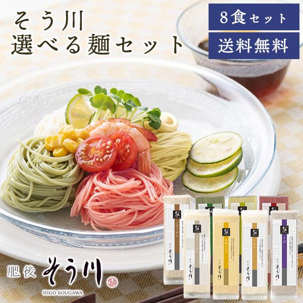 【48時間限定55円OFF】そう川選べる麺セット８食セット 送料無料 麺 乾麺 つゆ無  賞味期限1.5年 (クリックポスト配送) (配送日時指定不可) (ポスト投函)