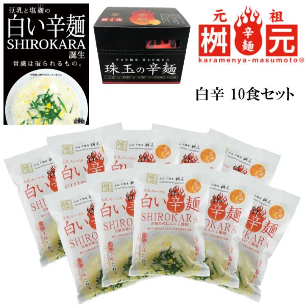 送料無料 辛麺屋 桝元 白い辛麺 10食セット 辛麺 白辛 豆乳 九州 宮崎 TV ますもと 激辛 ラーメン（北海道・沖縄別途送料）