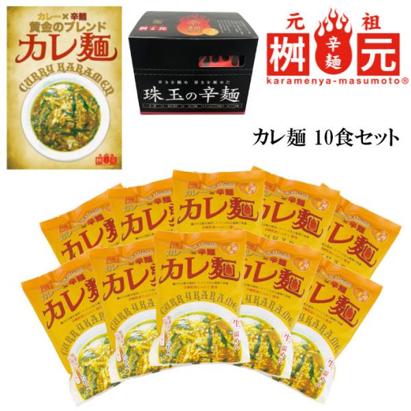 送料無料 辛麺屋 桝元 カレ麺 10食セット カレー 辛麺 生麺 九州 宮崎 TV ますもと 激辛 ラーメン（北海道・沖縄別途送料）