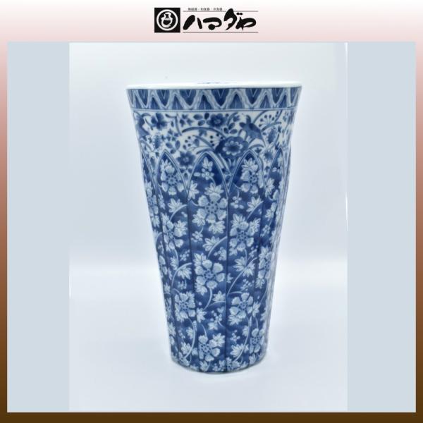 美濃焼 花瓶 染付更紗 反型花瓶 item no.1f069 : ハマダヤ食器店