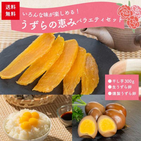 母の日ギフト うずら育ちの釜蒸し干し芋 150g×2袋 うずらの生卵 燻製卵付き 送料無料 宅急便コンパクト 静岡県産 無添加 国産 紅はるか プレゼント 低GI