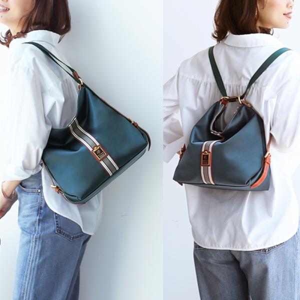 Her Schedule ブルーグリーン バッグ HerSchedule】0秒でトートにもリュックにもなるバッグWork&Trip