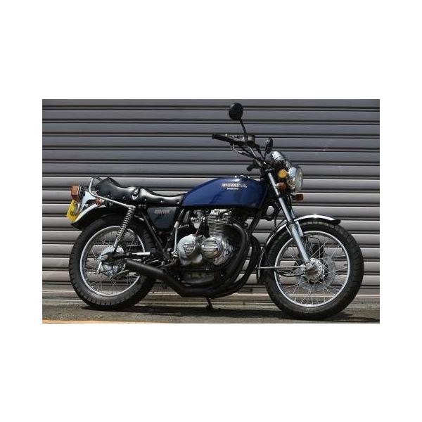 旧cb400fourブラックショート管 CB400FOUR 398/408 手曲げショート管マフラー 鉄フランジ ブラック