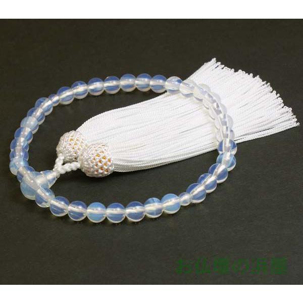 【SALE／100%OFF】 ■男女兼用念珠■人工オパールの数珠 ホワイト 019-048