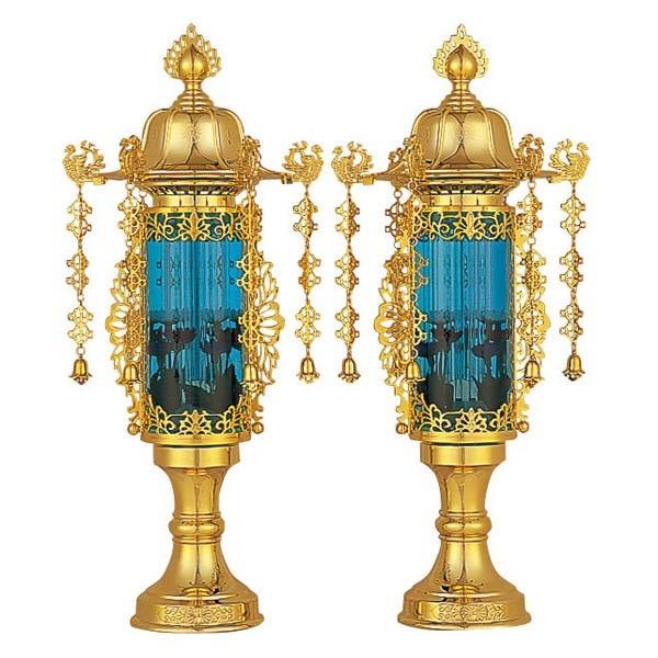 盆提灯 ちょうちん 霊前灯 11号 バブル灯 ブルー 高さ52cm×巾23cm