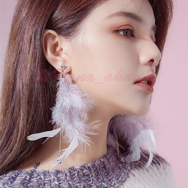 イヤリング 耳飾り レディース きれいめ 大きい 揺れる 可愛い フェザー 羽根 アクセサリー ピアス おしゃれ お出かけ パーティー ポイント消化 Hana Tyu 1662 Hana Akari 2号店 通販 Yahoo ショッピング