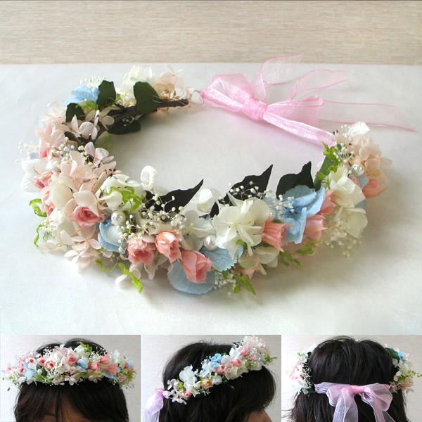 プリザーブドフラワー ブライダル 発表会に ヘッドドレス 花の冠 パステル Pb562y あれんじhana倶楽部 通販 Yahoo ショッピング