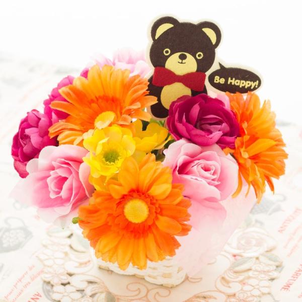 花 フラワーアレンジメント くまちゃん 造花 アートフラワー