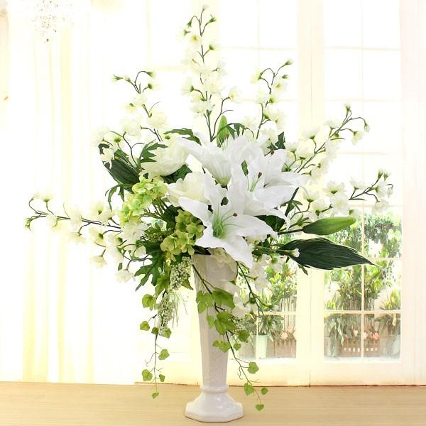 ゆり カサブランカ フラワーアレンジ 造花 消臭抗菌 アーティ