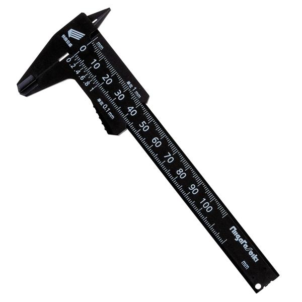 新潟精機(Niigataseiki) SK プラスチックノギス 軽快 快段目盛 100mm PC-100KD デプスバー有 ブラック