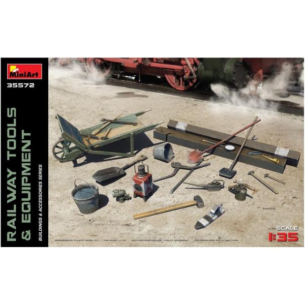 ミニアート 1/35 鉄道敷設用工具と装備品 枕木 スコップ レンチ等 プラモデル MA35572